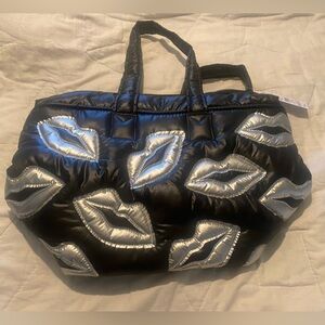Wildfox Black & Silver Puffer Tote
